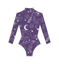 Leotardo manga larga print purple witch