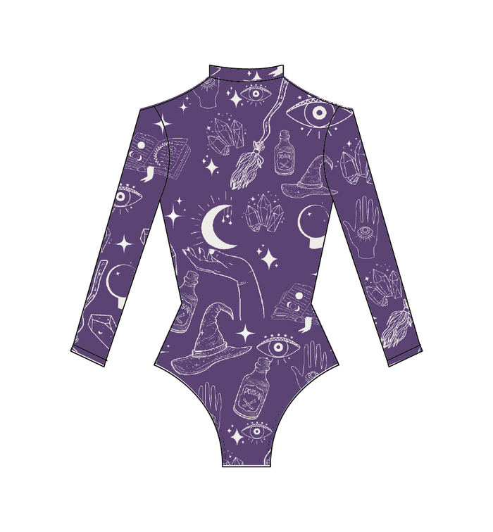 Leotardo manga larga print purple witch