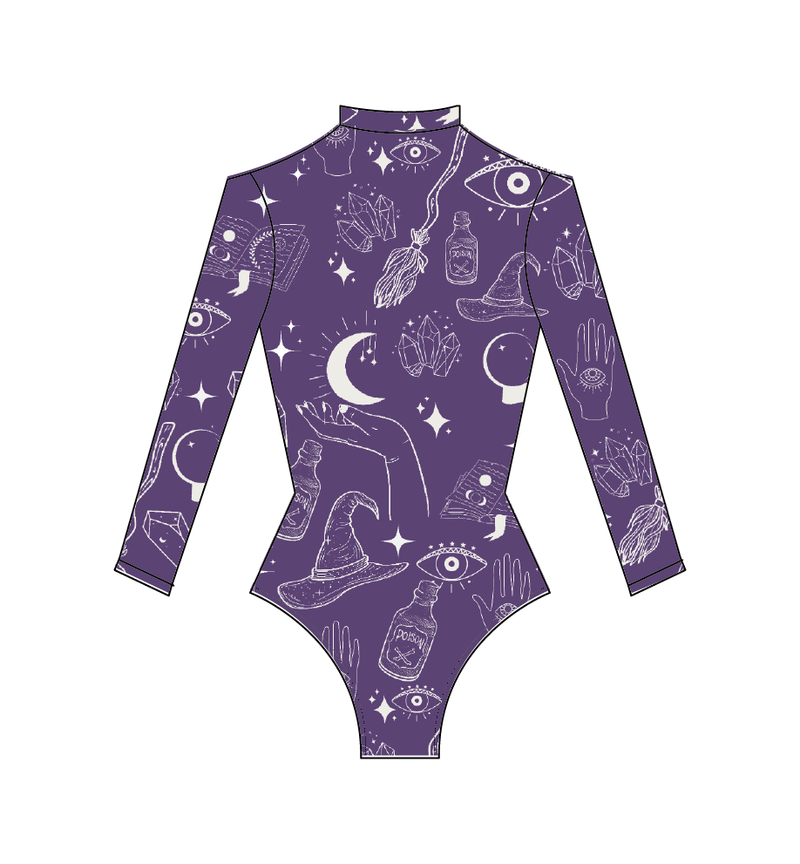 Leotardo manga larga print purple witch