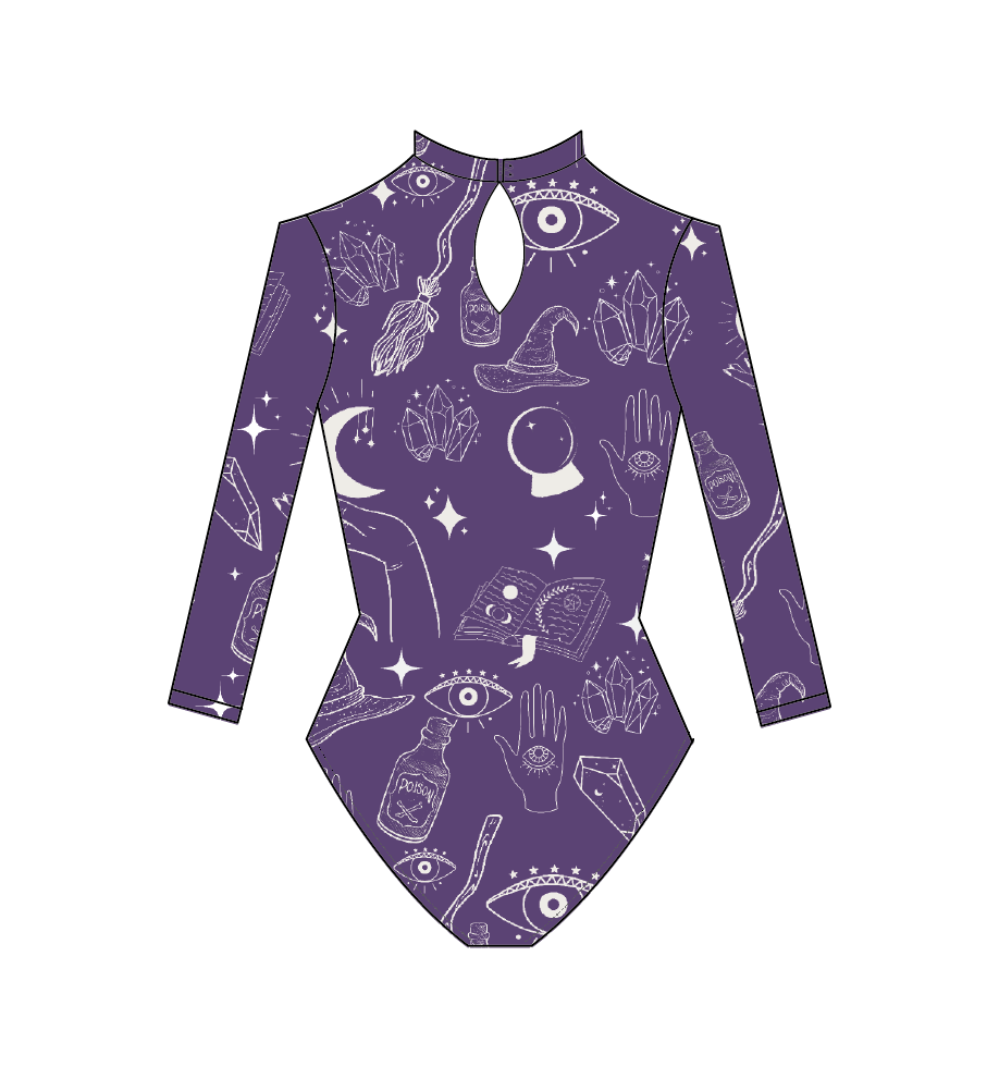 Leotardo manga larga print purple witch