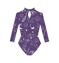 Leotardo manga larga print purple witch