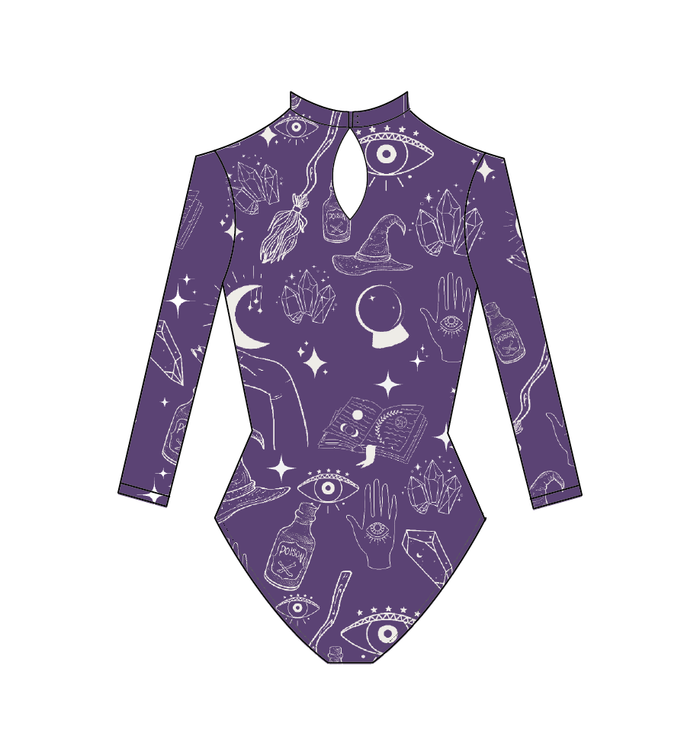 Leotardo manga larga print purple witch