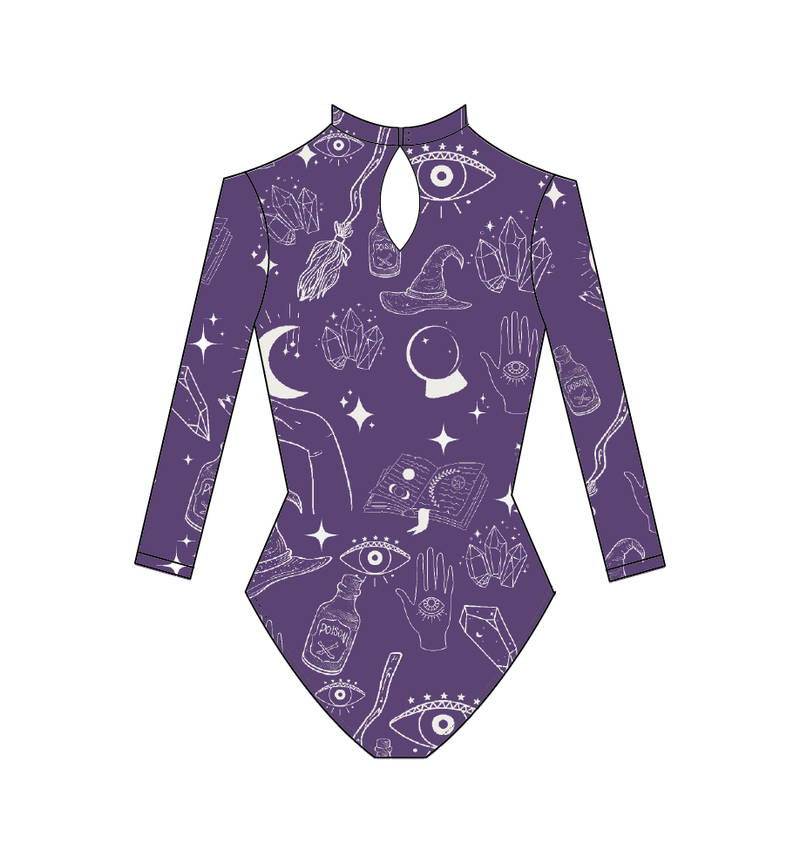 Leotardo manga larga print purple witch