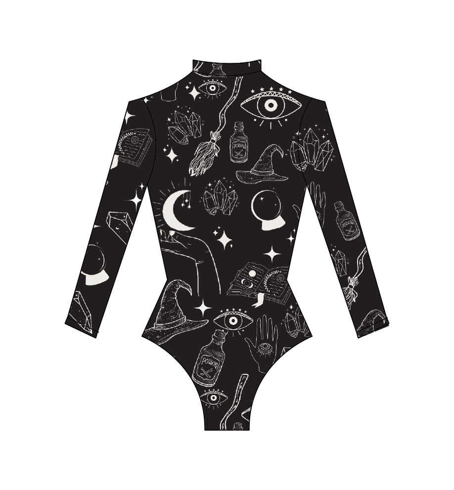 Leotardo manga larga print black witch