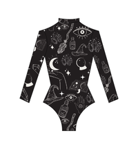 Leotardo manga larga print black witch