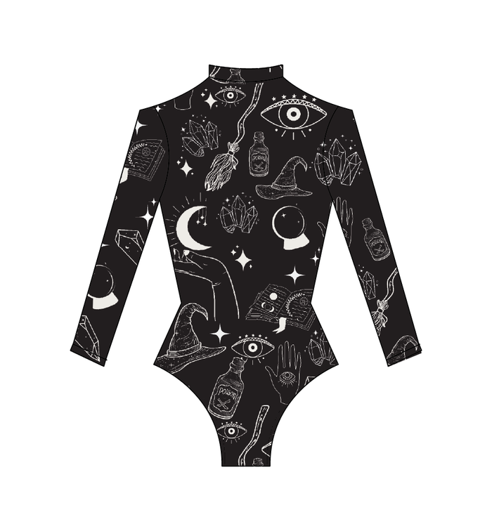 Leotardo manga larga print black witch