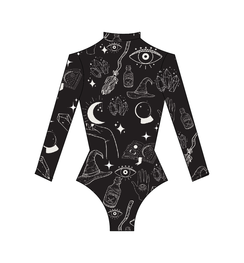 Leotardo manga larga print black witch