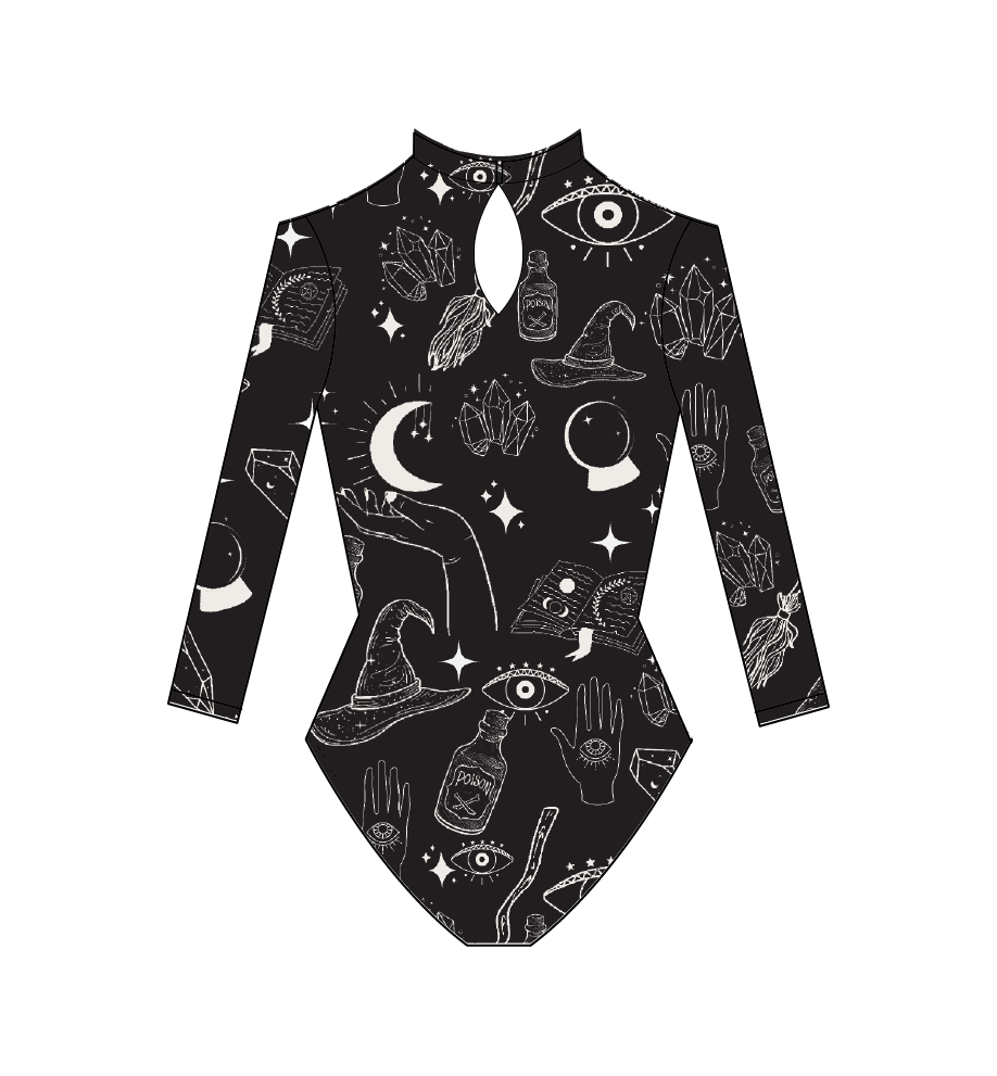 Leotardo manga larga print black witch