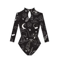 Leotardo manga larga print black witch