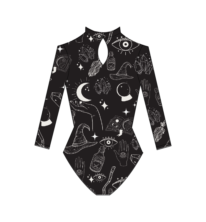 Leotardo manga larga print black witch