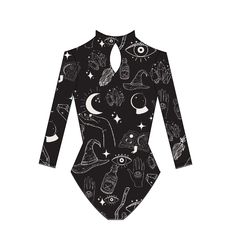 Leotardo manga larga print black witch