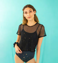 blusa de mesh negro vista frontal