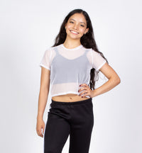 blusa de mesh blanca vista frontal