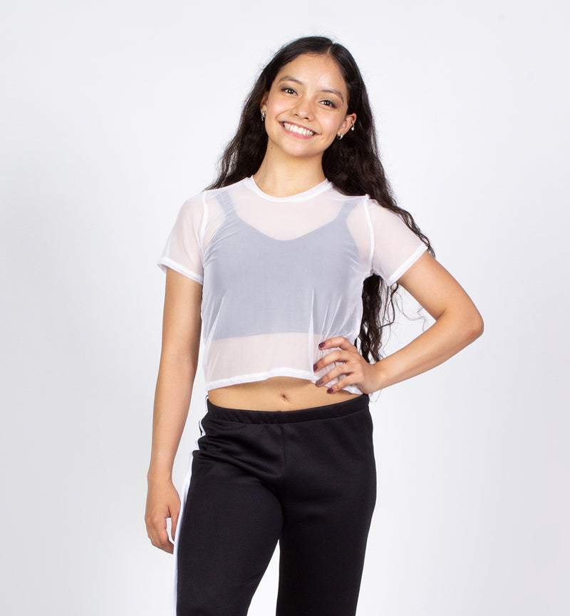 blusa de mesh blanca vista frontal