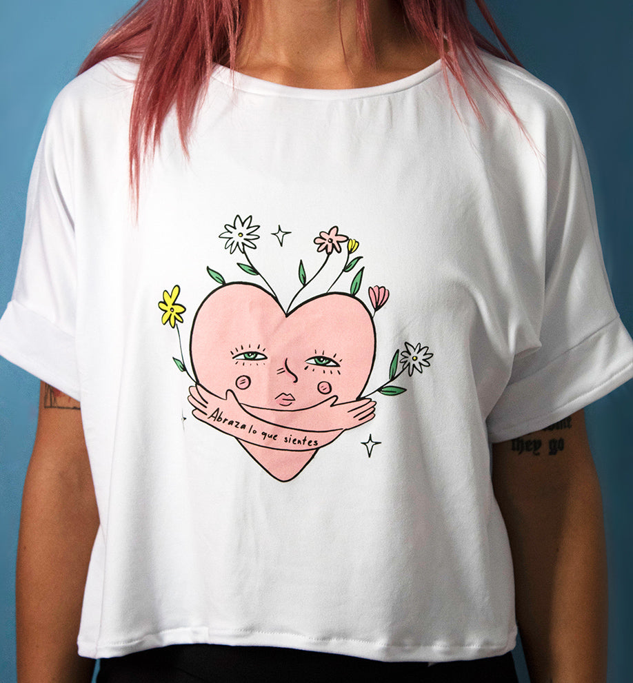 playera corazón Natalia artwok color blanco vista delantera