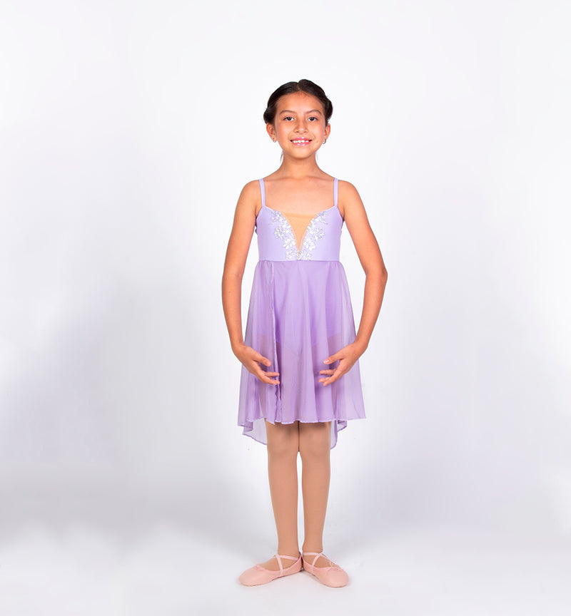 vestido de ballet love story color morado vista delantera