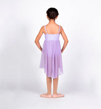 vestido de ballet love story color morado vista trasera