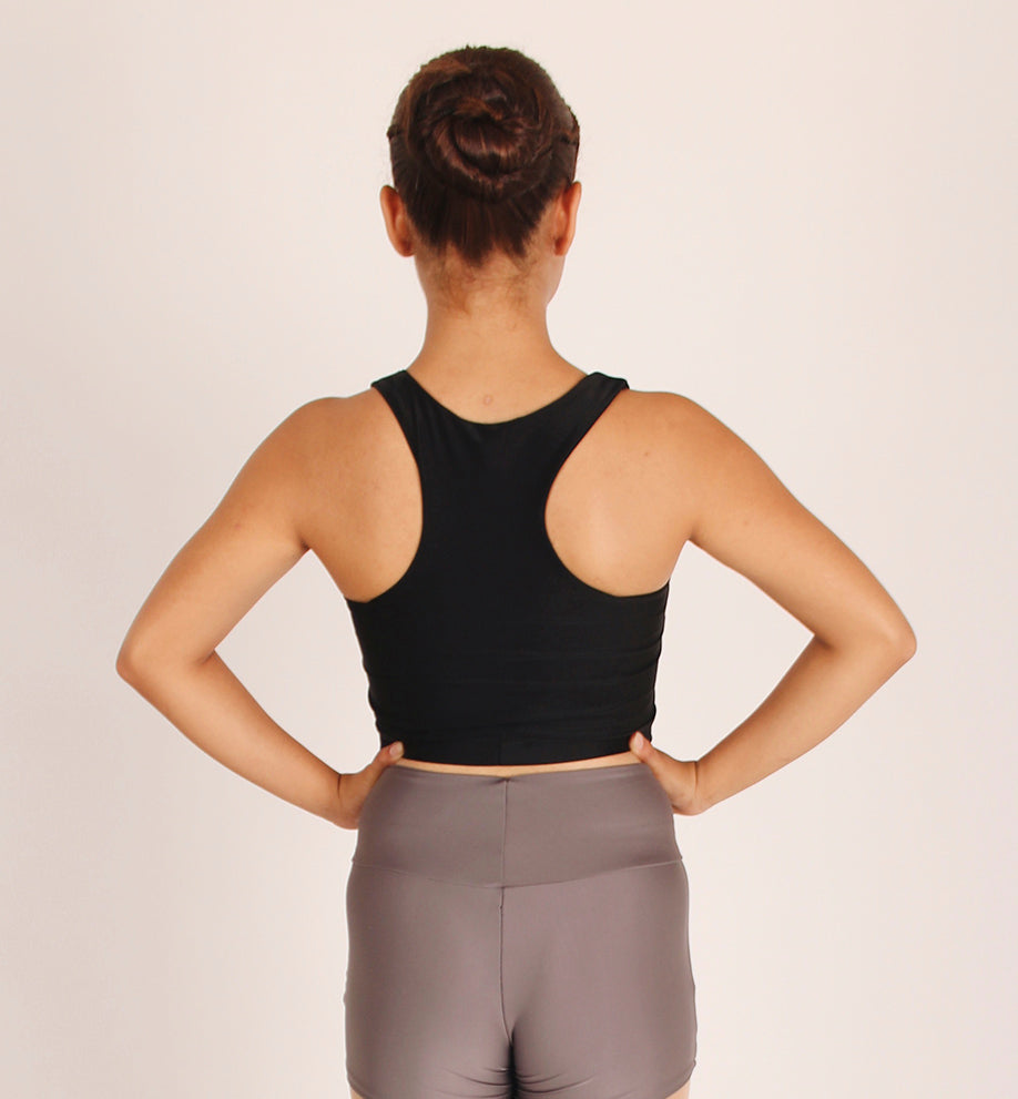 top racerback color negro vista trasera